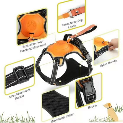 Retractable Dog Leash With No-Pull Harness