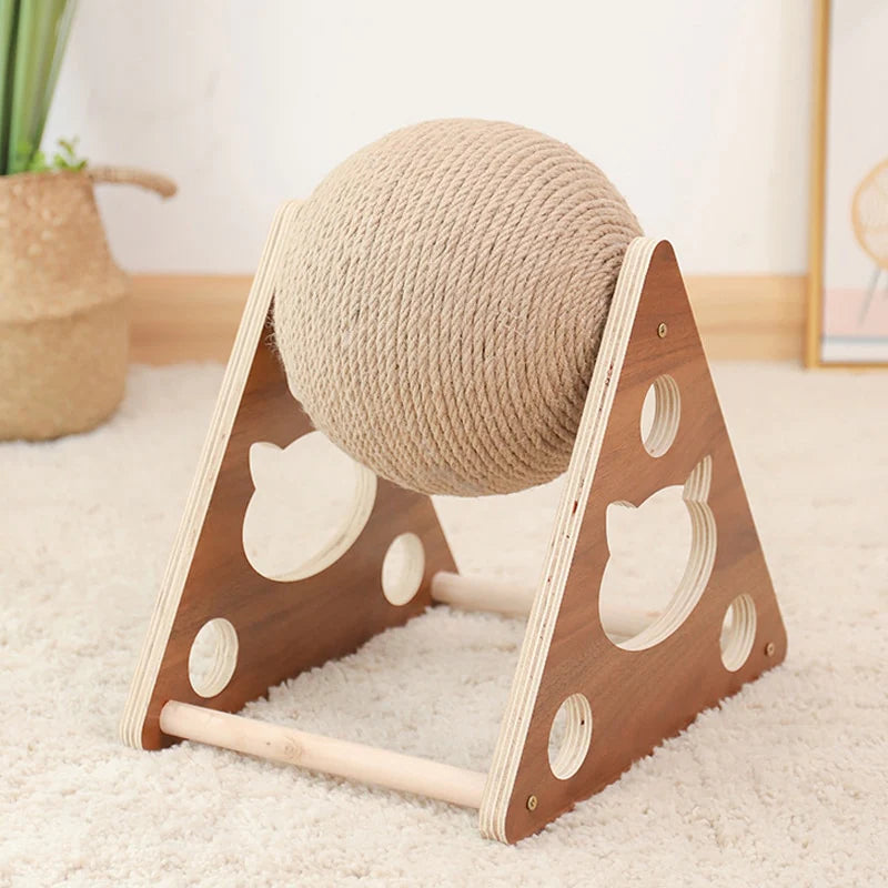 Triangle Cat Scratch Stand With Sisal Rope Ball Toy