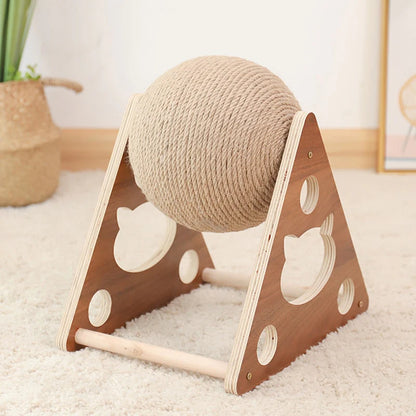 Triangle Cat Scratch Stand With Sisal Rope Ball Toy