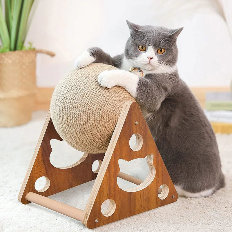 Triangle Cat Scratch Stand With Sisal Rope Ball Toy