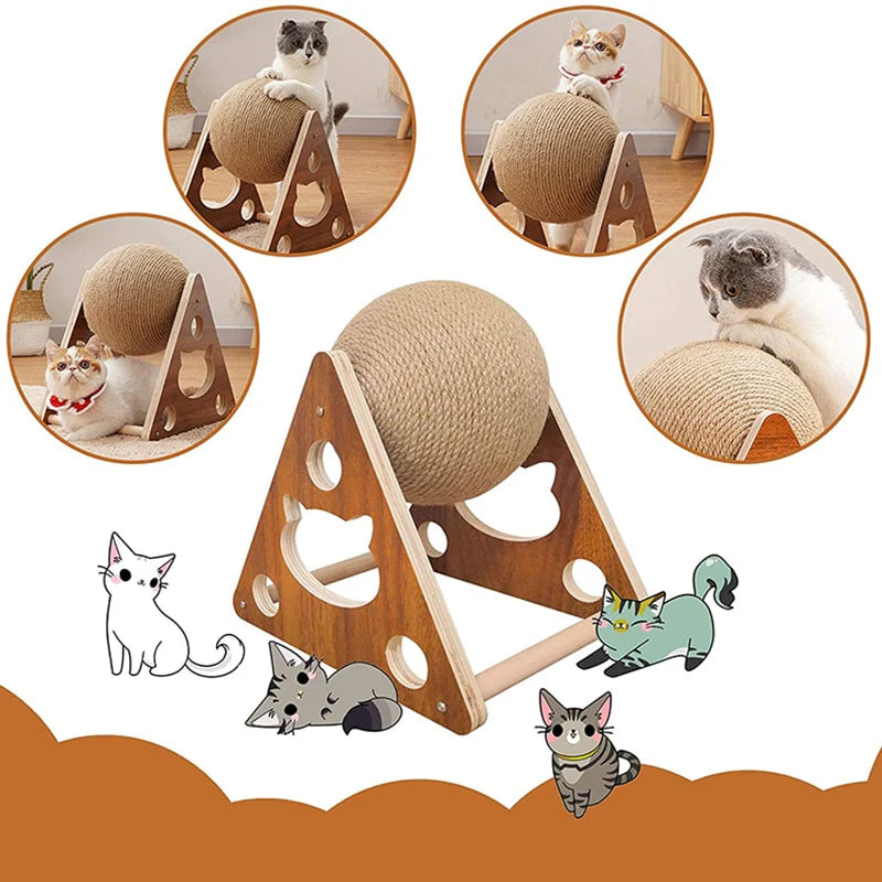 Triangle Cat Scratch Stand With Sisal Rope Ball Toy